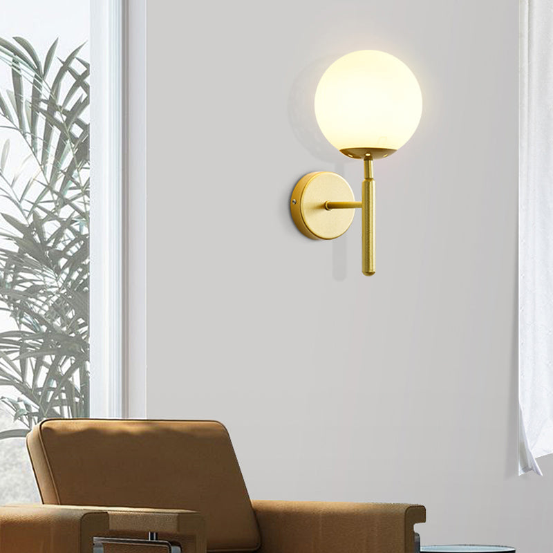 Modern Metal Wall Sconce Ball Shape Wall Light with Glass Shade for Living Room