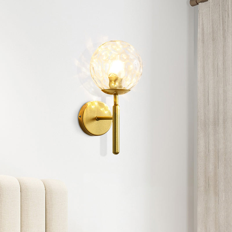 Modern Metal Wall Sconce Ball Shape Wall Light with Glass Shade for Living Room