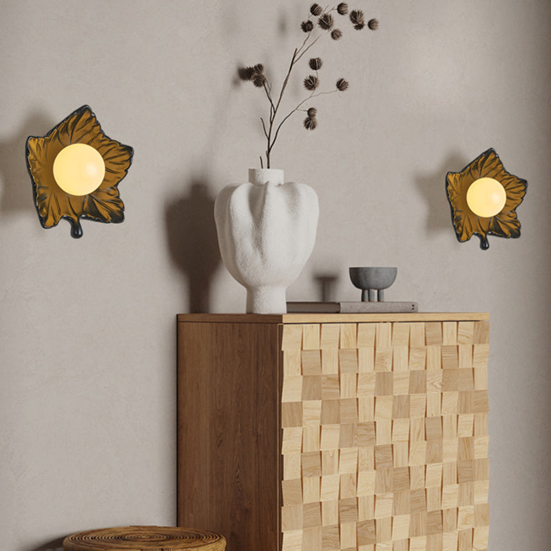 Modern Metal Wall Sconce Ball Shape Wall Light with Plastic Shade for Living Room