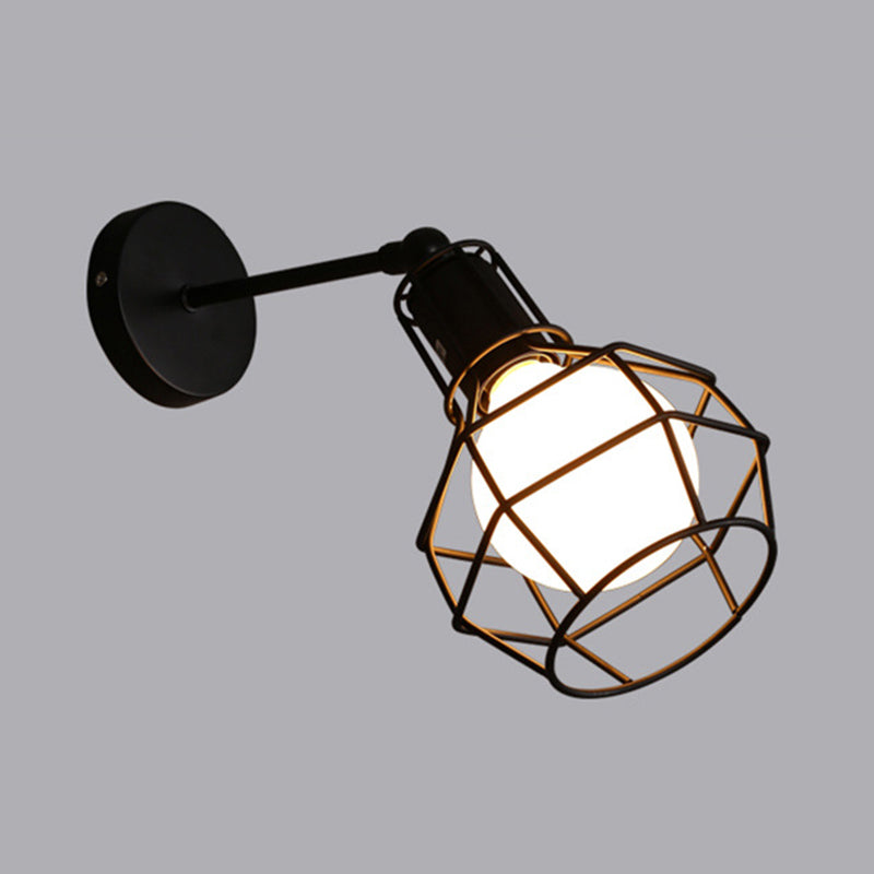 Geometric Wall Lighting Industrial Metal 1 Light Rustic Wall Sconces in Black