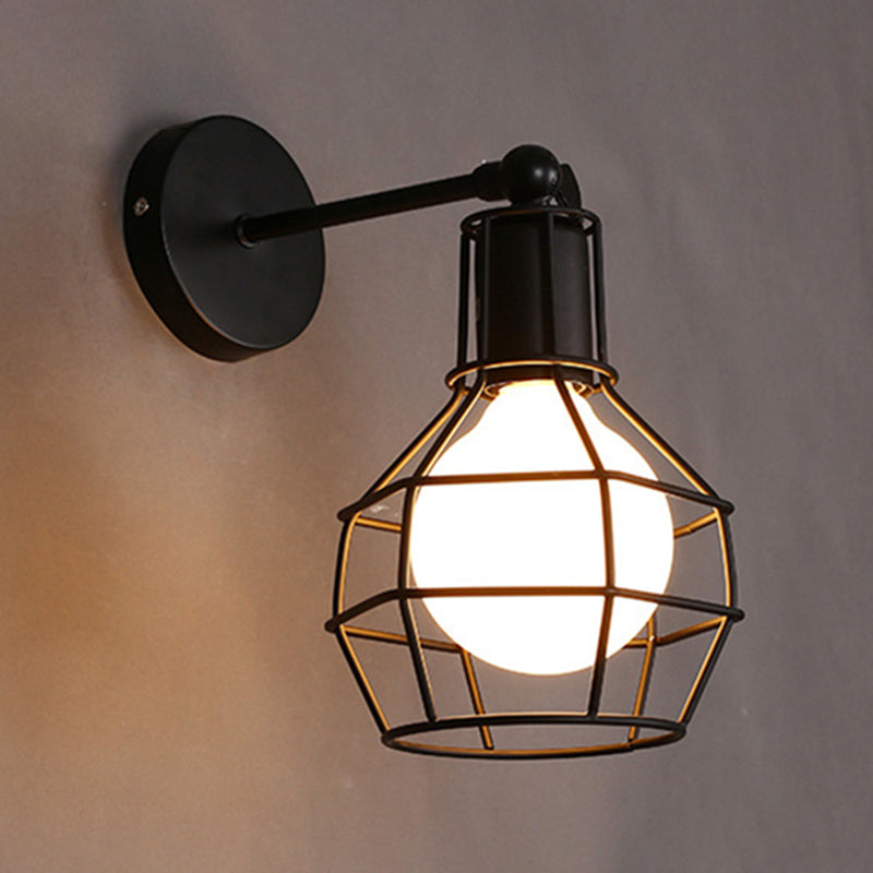 Geometric Wall Lighting Industrial Metal 1 Light Rustic Wall Sconces in Black