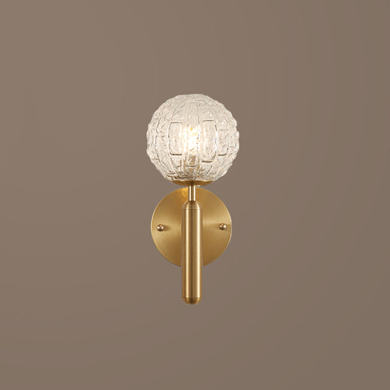 Ball Shape Metal Wall Lighting Modern Style 1-Light Wall Mounted Light in Gold