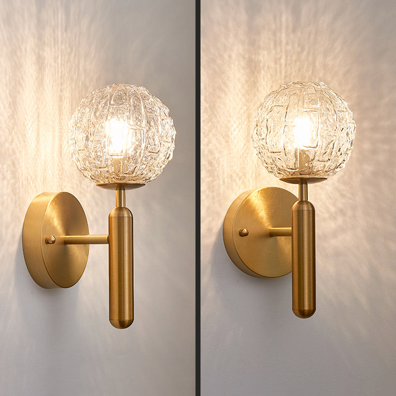 Ball Shape Metal Wall Lighting Modern Style 1-Light Wall Mounted Light in Gold