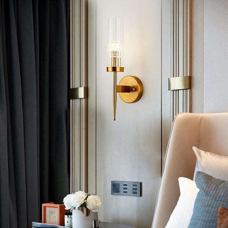 Half Cylinder Shape Glass Wall Lighting Modern Style Multi Lights Wall Mounted Light