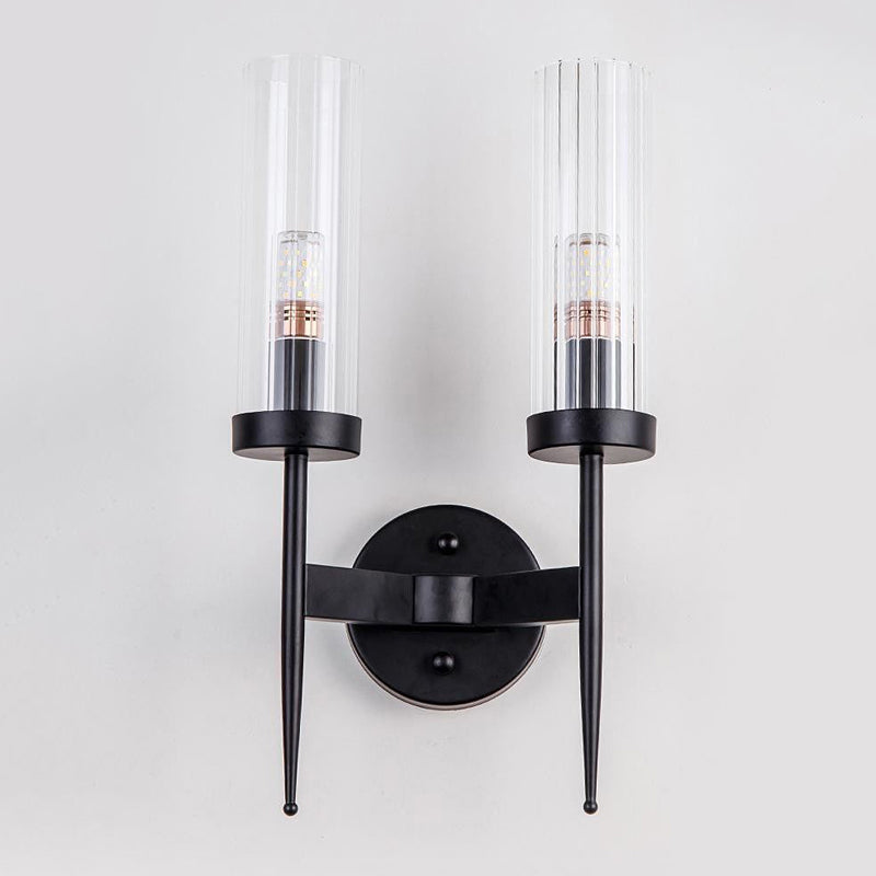 Half Cylinder Shape Glass Wall Lighting Modern Style Multi Lights Wall Mounted Light