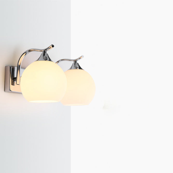 White Globe Shaded Wall Light Modern Glass Lighting for Home
