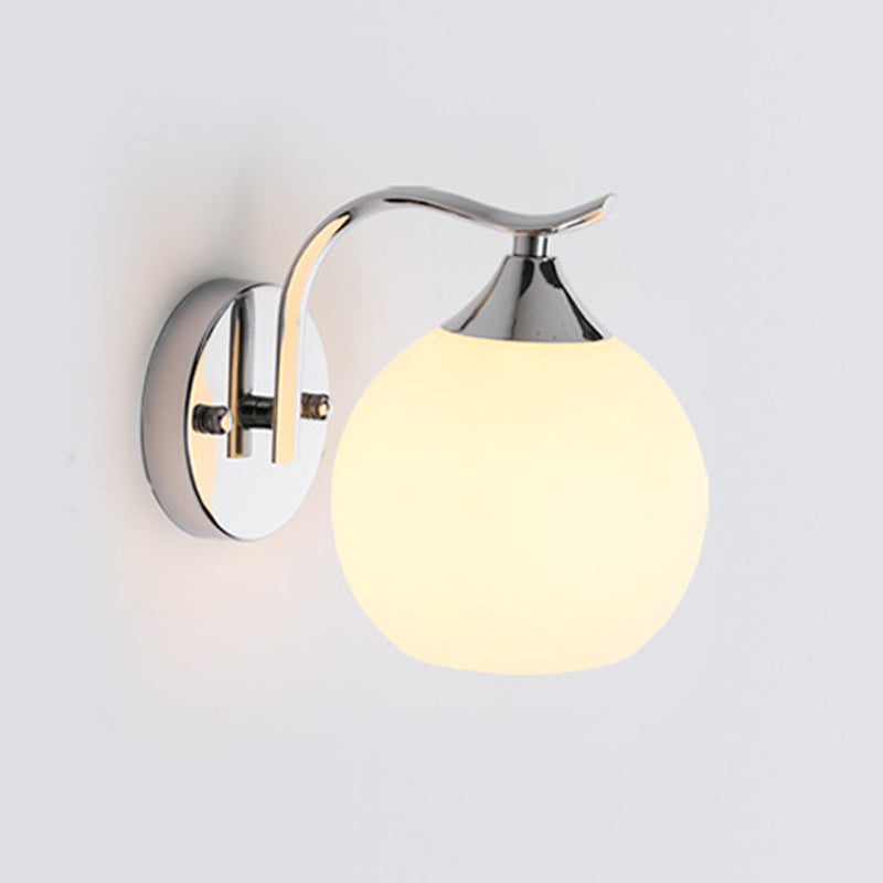 White Globe Shaded Wall Light Modern Glass Lighting for Home