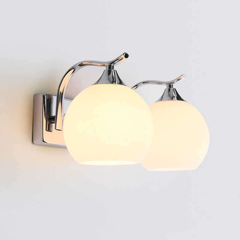 White Globe Shaded Wall Light Modern Glass Lighting for Home