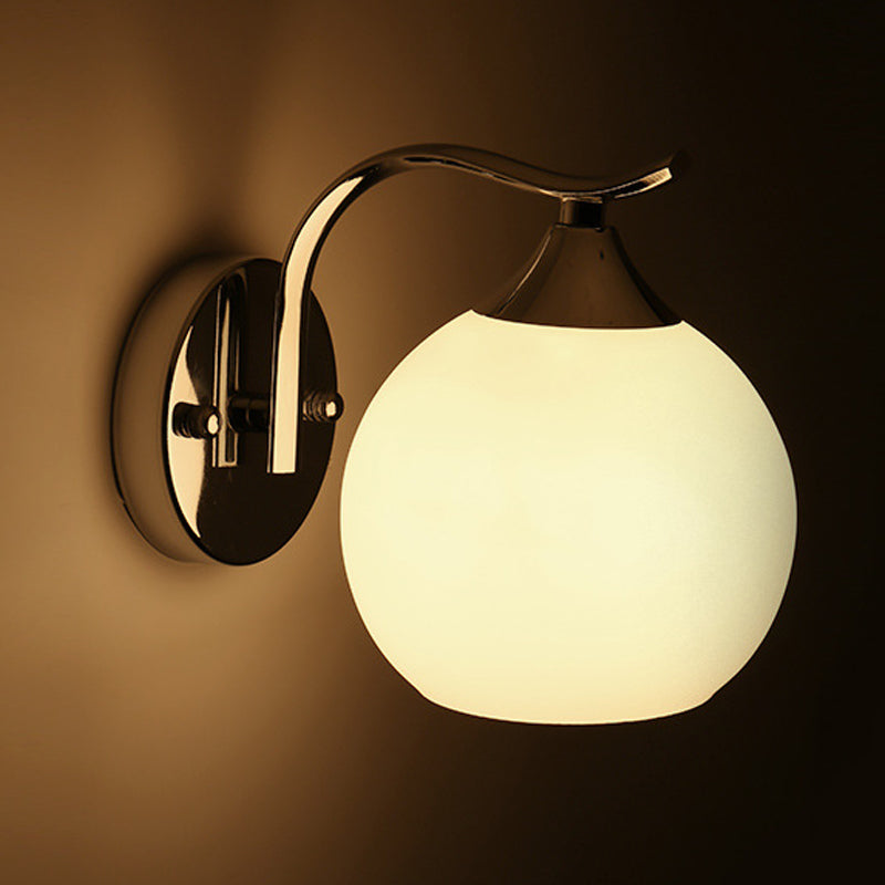 White Globe Shaded Wall Light Modern Glass Lighting for Home