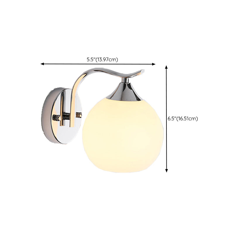 White Globe Shaded Wall Light Modern Glass Lighting for Home
