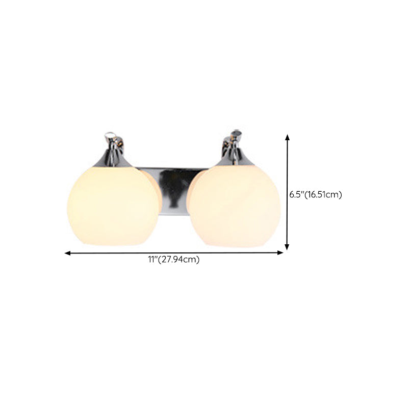 White Globe Shaded Wall Light Modern Glass Lighting for Home