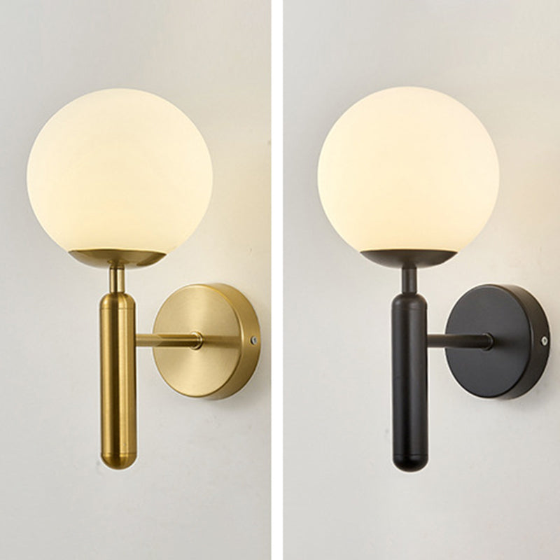 Contemporary Vanity Lighting Globe Glass Wall Light Fixture in White for Bathroom
