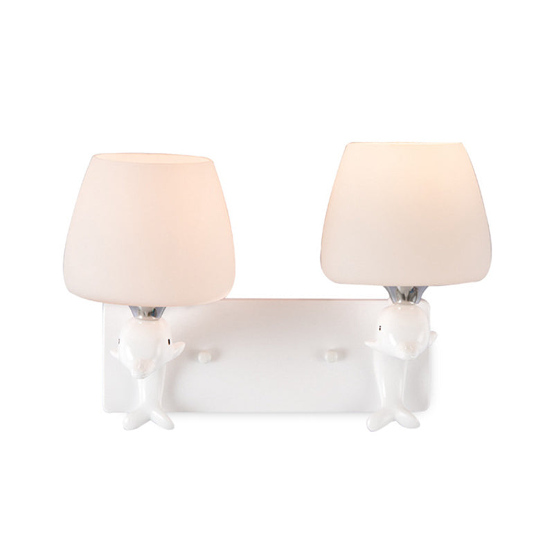 Modern Vanity Lighting Dolphin Wall Light Fixture in White for Bathroom