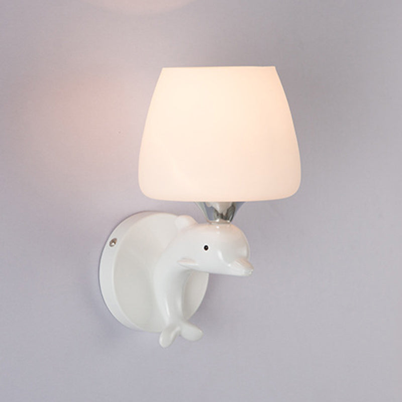 Modern Vanity Lighting Dolphin Wall Light Fixture in White for Bathroom
