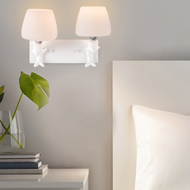 Modern Vanity Lighting Dolphin Wall Light Fixture in White for Bathroom
