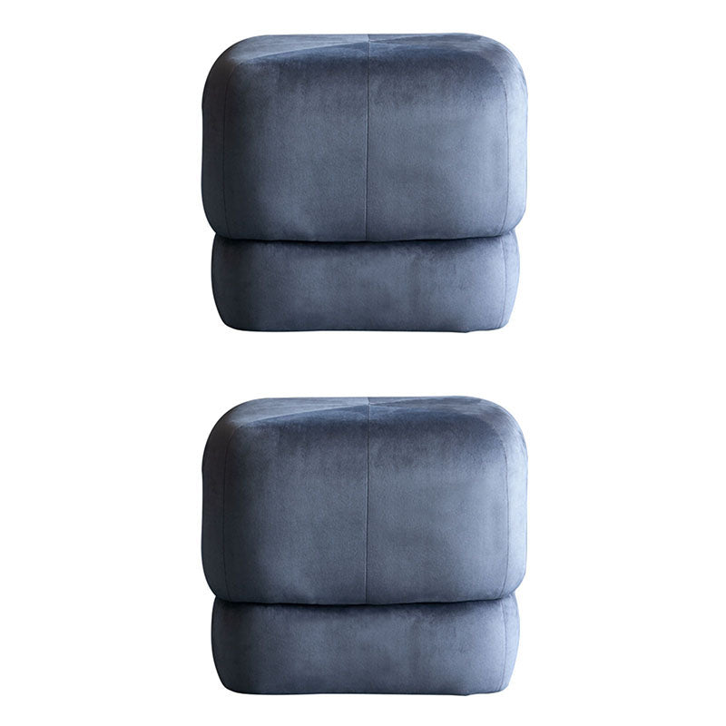 Contemporary Pouf Ottoman Velvet Upholstered Fade Resistant Solid Color Square Ottoman