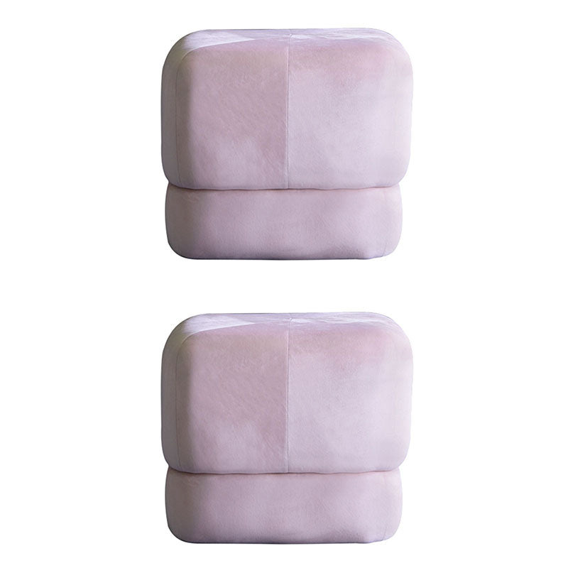 Contemporary Pouf Ottoman Velvet Upholstered Fade Resistant Solid Color Square Ottoman