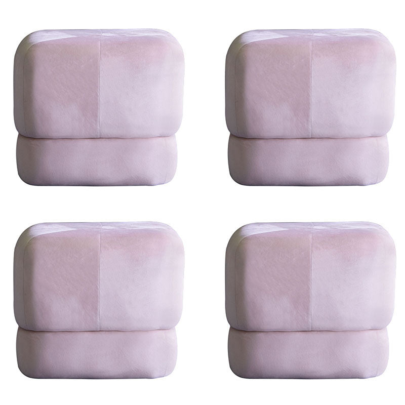 Contemporary Pouf Ottoman Velvet Upholstered Fade Resistant Solid Color Square Ottoman