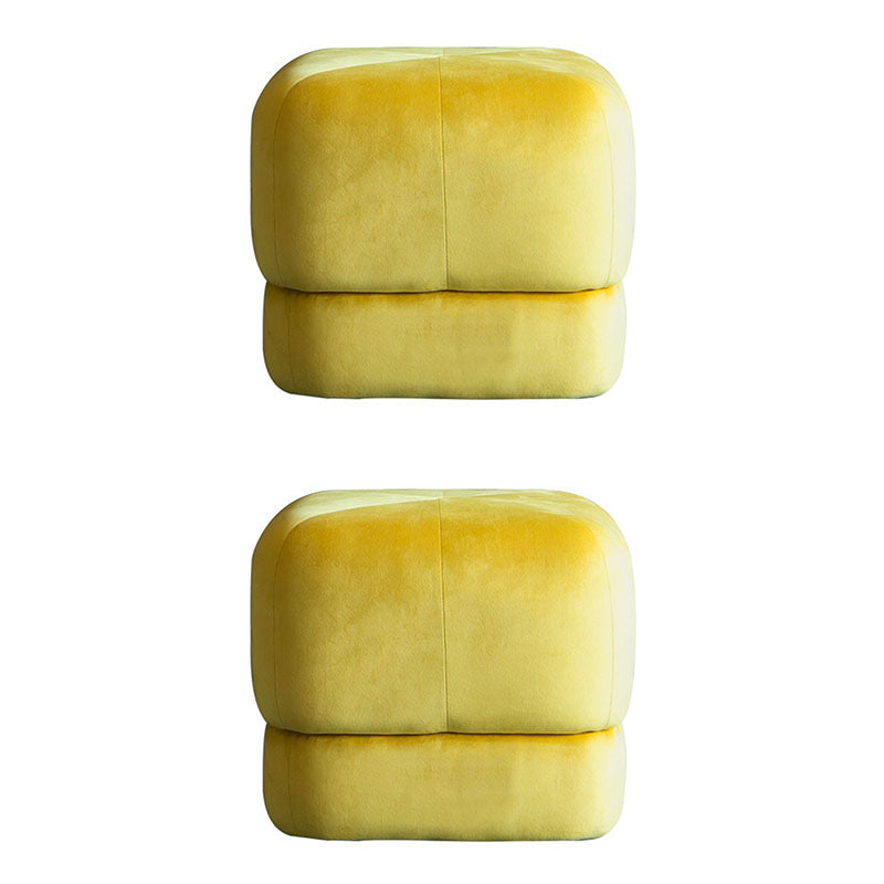 Contemporary Pouf Ottoman Velvet Upholstered Fade Resistant Solid Color Square Ottoman
