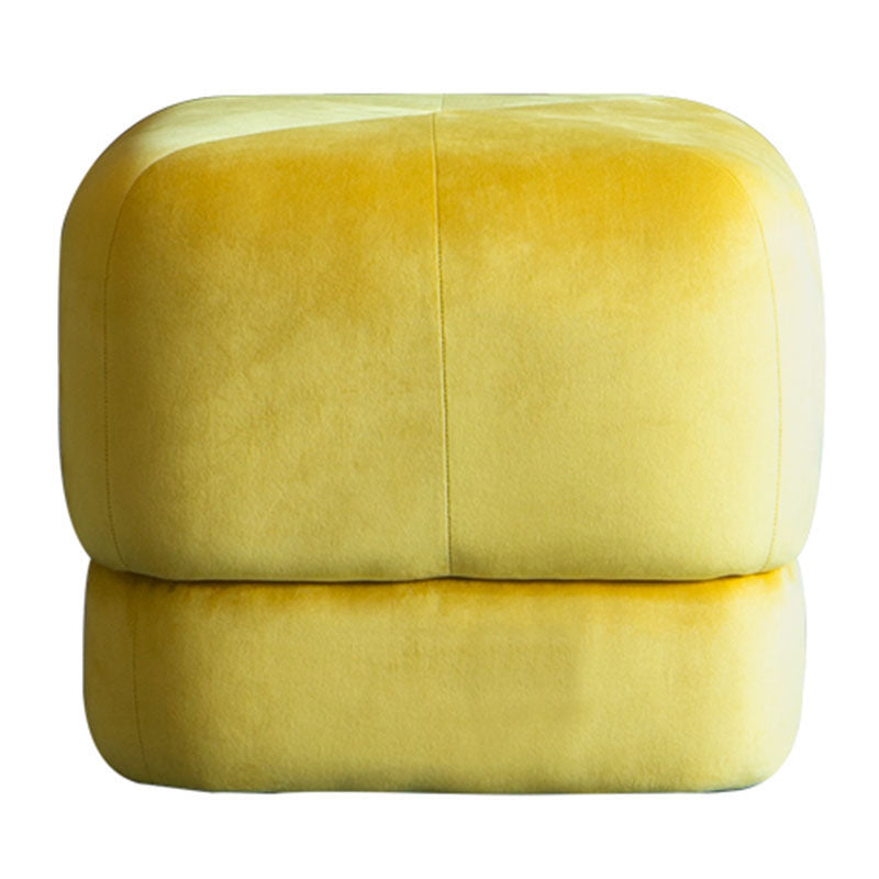 Contemporary Pouf Ottoman Velvet Upholstered Fade Resistant Solid Color Square Ottoman