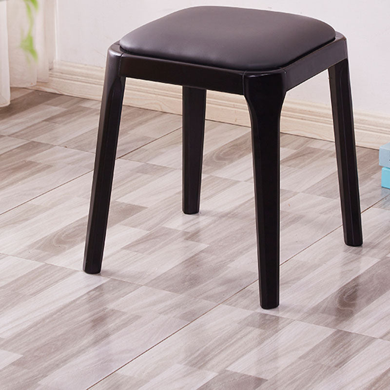 Glam Ottoman Faux Leather Stain Resistant Solid Color Square Ottoman with Legs