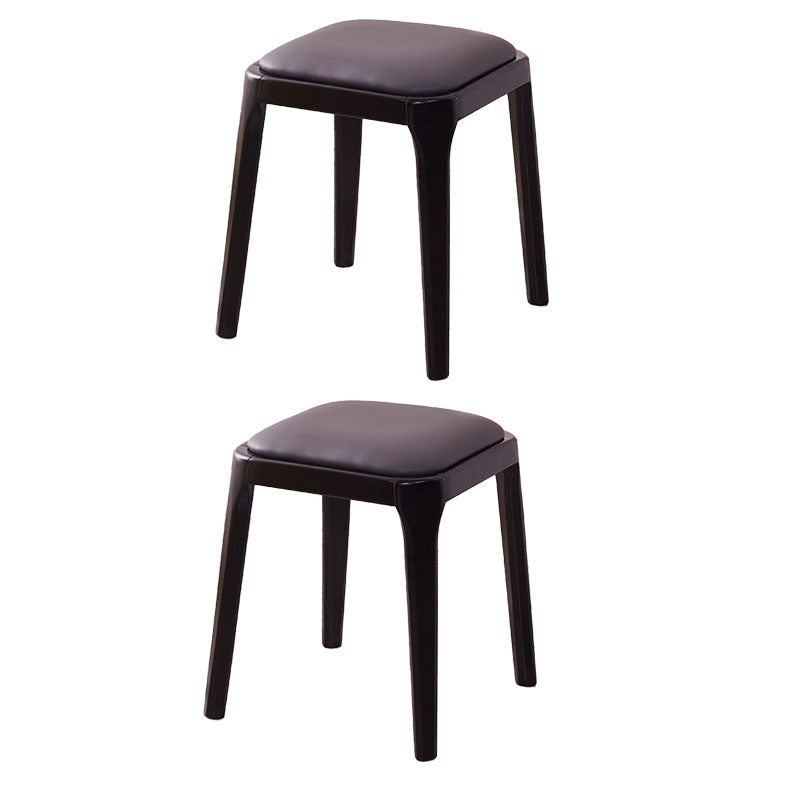 Glam Ottoman Faux Leather Stain Resistant Solid Color Square Ottoman with Legs