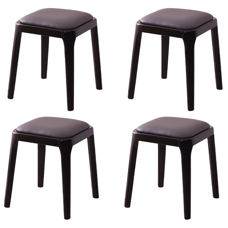 Glam Ottoman Faux Leather Stain Resistant Solid Color Square Ottoman with Legs