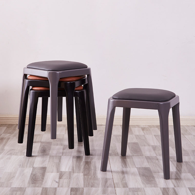 Glam Ottoman Faux Leather Stain Resistant Solid Color Square Ottoman with Legs