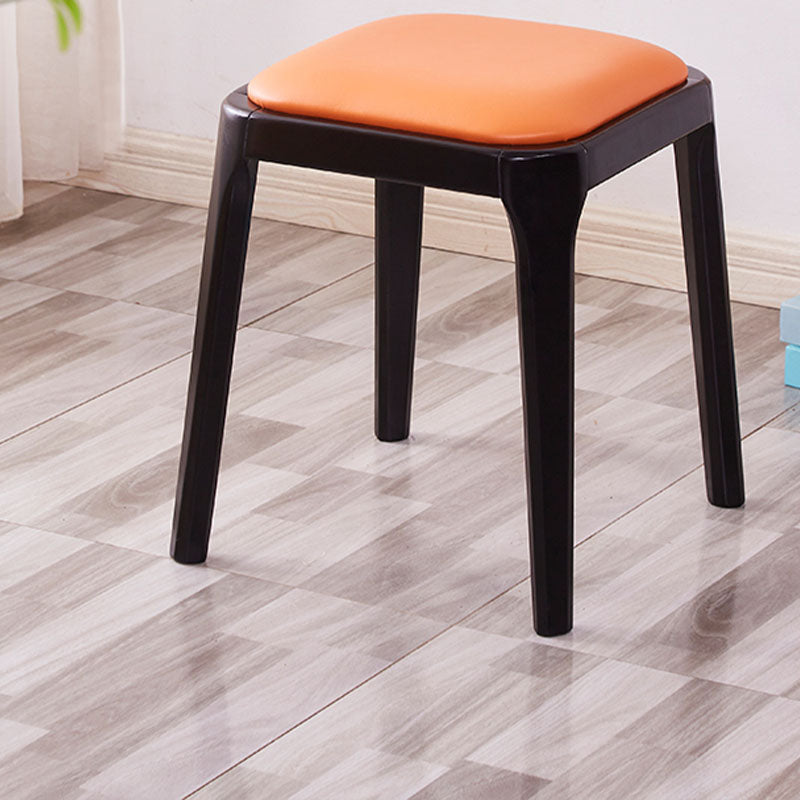 Glam Ottoman Faux Leather Stain Resistant Solid Color Square Ottoman with Legs