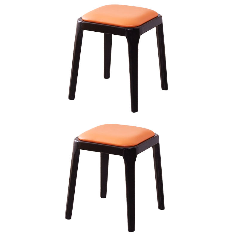 Glam Ottoman Faux Leather Stain Resistant Solid Color Square Ottoman with Legs