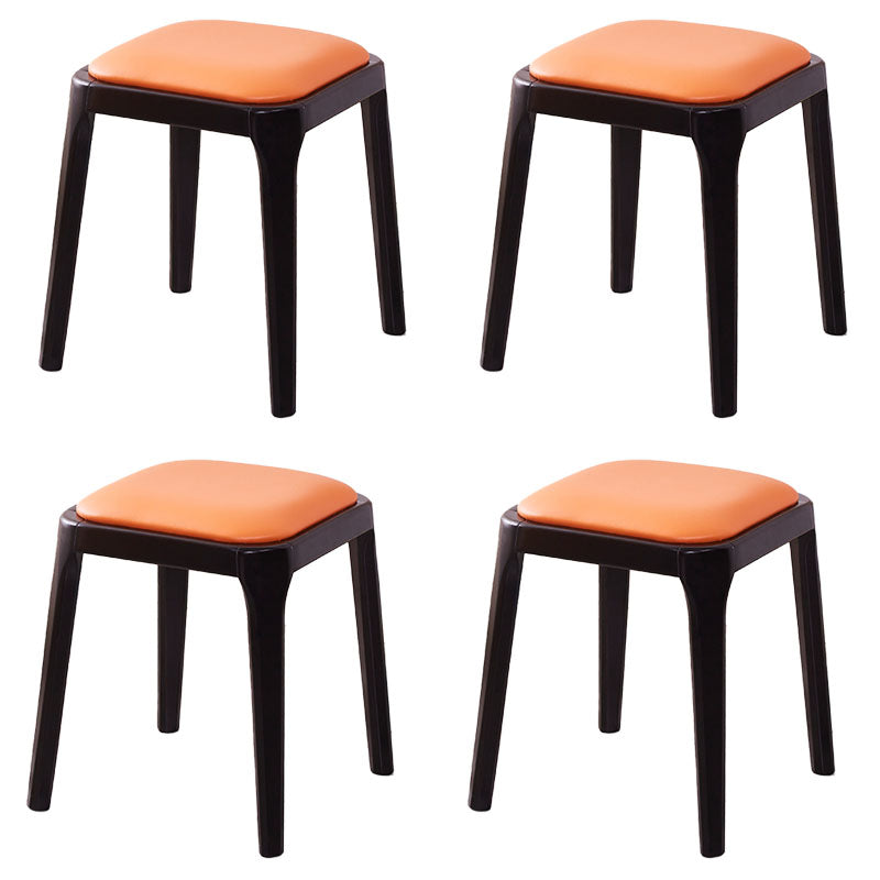 Glam Ottoman Faux Leather Stain Resistant Solid Color Square Ottoman with Legs