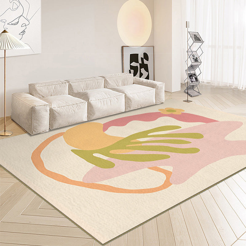 Nordic Modern Rug Pink Polyester Rug Stain Resistant Rug for Living Room