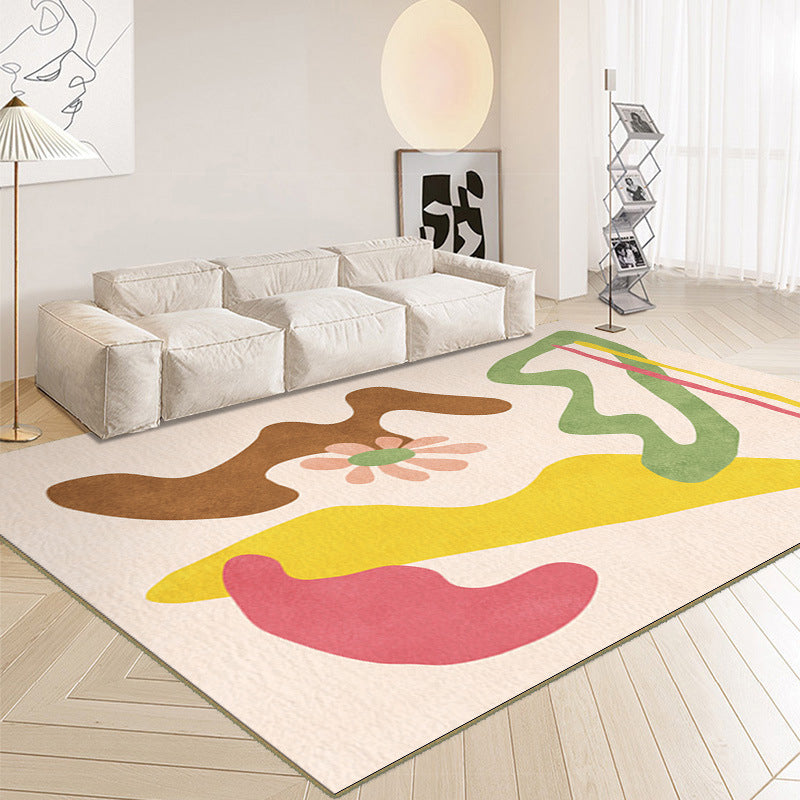 Nordic Modern Rug Pink Polyester Rug Stain Resistant Rug for Living Room