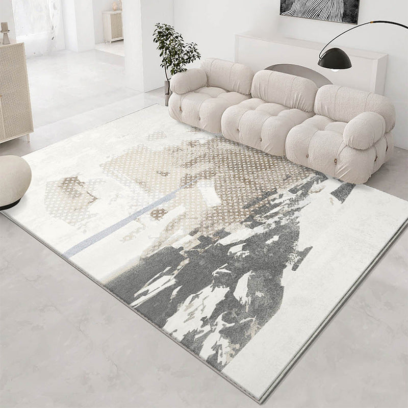 Apricot Line Rug Polyester Modern Rug Washable Rug for Living Room