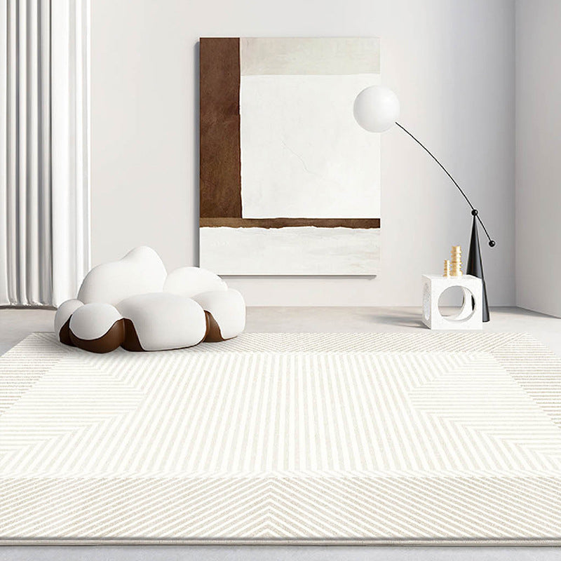 Apricot Line Rug Polyester Modern Rug Washable Rug for Living Room