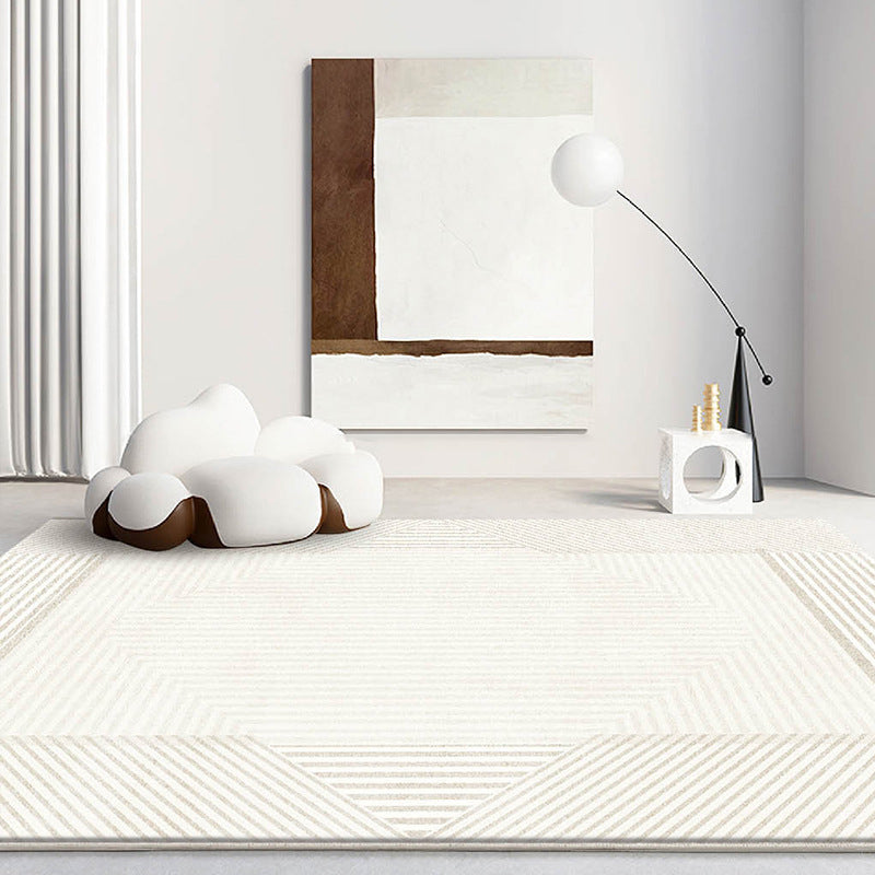 Apricot Line Rug Polyester Modern Rug Washable Rug for Living Room