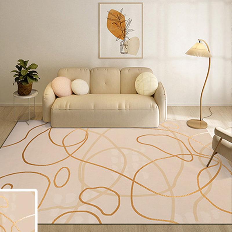 Dark Brown Modern Rug Polyester Contrast Color Rug Washable Rug for Living Room