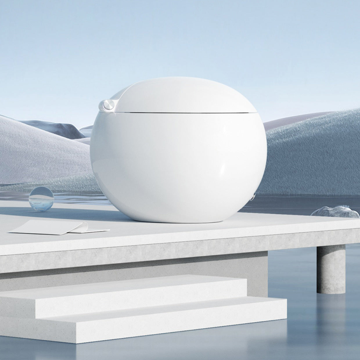 Floor Standing Bidet Round Ceramic Floor Mount Bidet in White