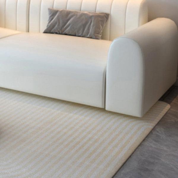 White Square Arm Sectional Sofas Solid Wood Sectional Couch for Living Room