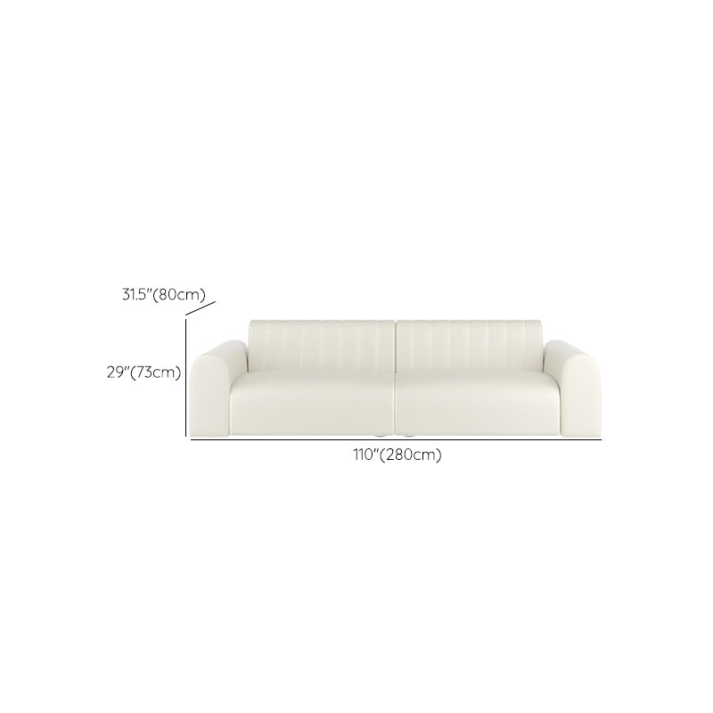 White Square Arm Sectional Sofas Solid Wood Sectional Couch for Living Room