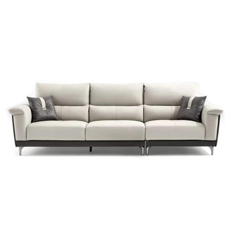 Blue L-Shape Sectional Sofas Leather Square Arm Sectional Couch