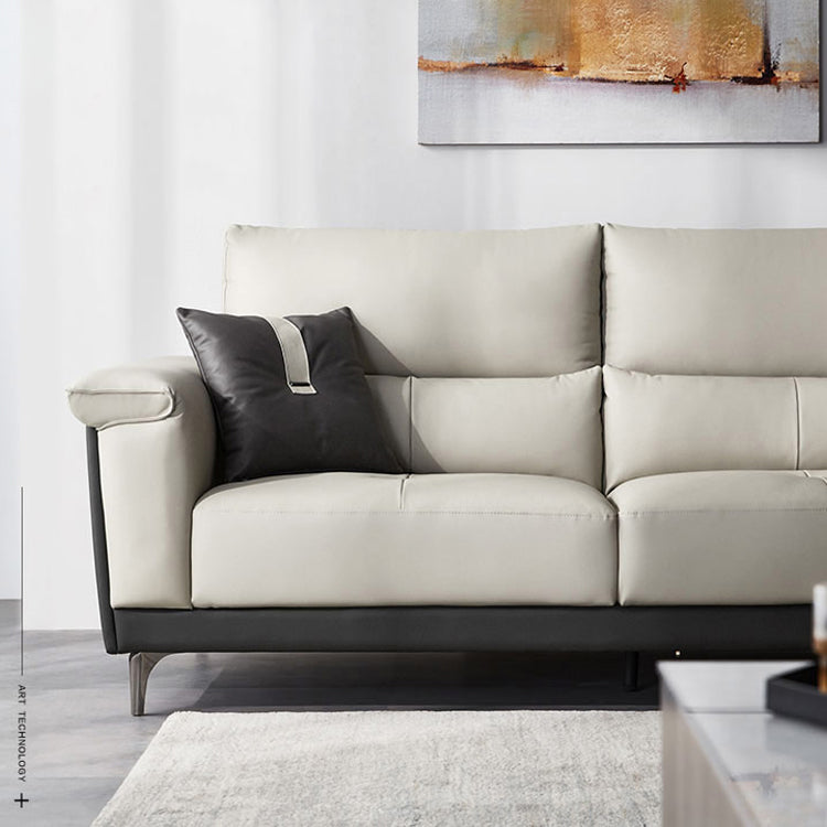 Blue L-Shape Sectional Sofas Leather Square Arm Sectional Couch