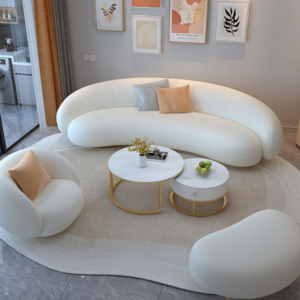 Wooden White Sectional Stain-Resistant Sectional Sofa for Living Room