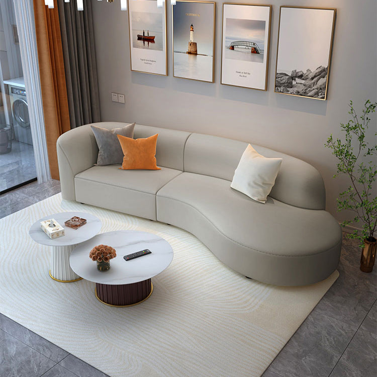 Grey Wooden Sectional Stain-Resistant Sectional Sofa for Living Room