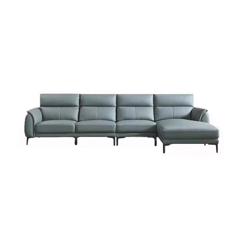 Flared Arms Sectionals Genuine Leather Sectional Sofa for Living Room