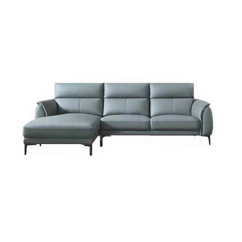 Flared Arms Sectionals Genuine Leather Sectional Sofa for Living Room