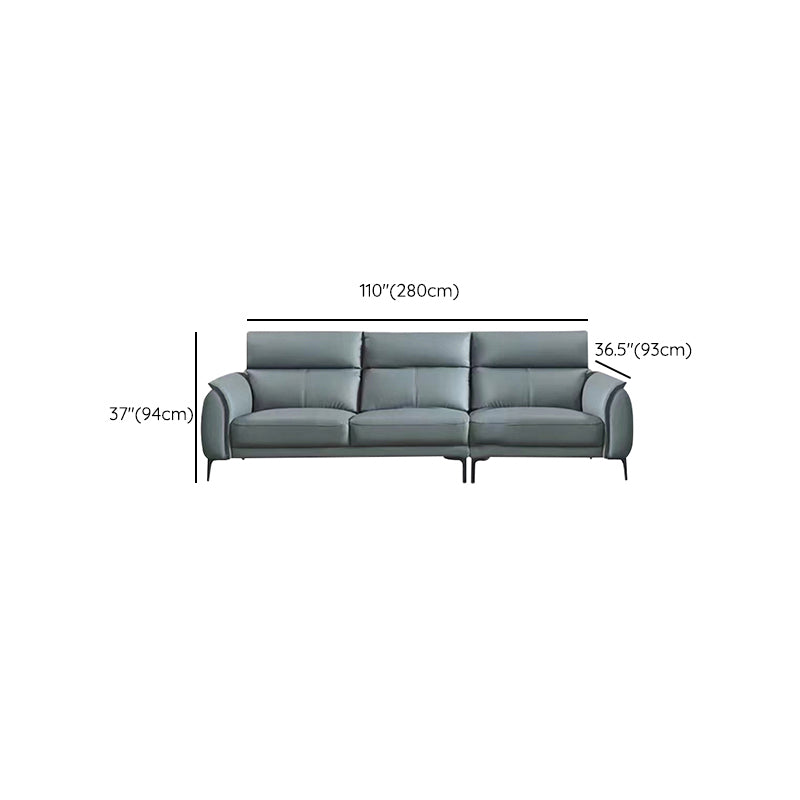 Flared Arms Sectionals Genuine Leather Sectional Sofa for Living Room
