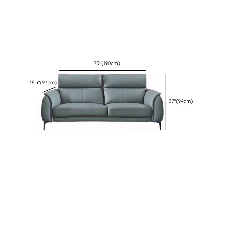 Flared Arms Sectionals Genuine Leather Sectional Sofa for Living Room