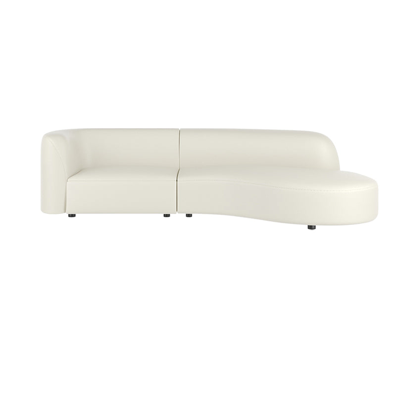 White Cushion Back Sofa Curved Corner Loveseat for Living Room
