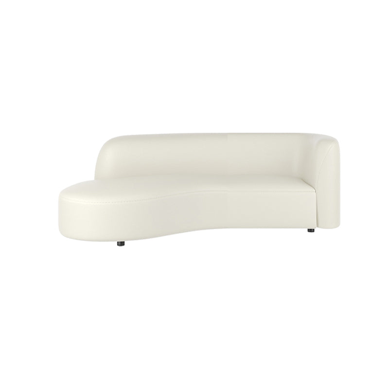 White Cushion Back Sofa Curved Corner Loveseat for Living Room